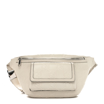 GUCCI Calfskin GG Tennis Embossed Pocket Belt Bag Mystic White