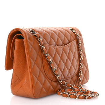 CHANEL Caviar Quilted Medium Double Flap Light Brown