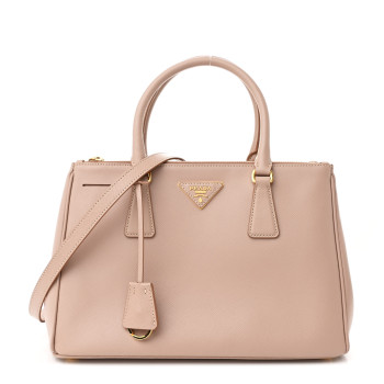 PRADA Saffiano Small Galleria Double Zip Tote Cammeo