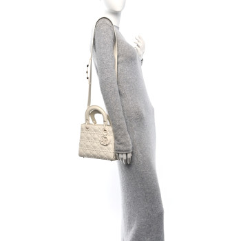 CHRISTIAN DIOR Calfskin Cannage Diamond Small My ABCDior Lady Dior White