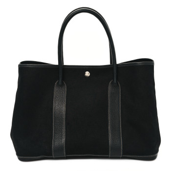HERMES Toile Vache Country Garden Party 36 Black