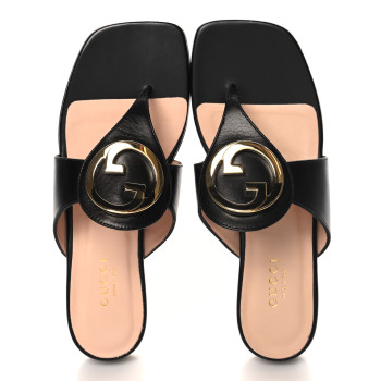 GUCCI Calfskin Cachemire Blondie 15mm Thong Sandals 35.5 Black