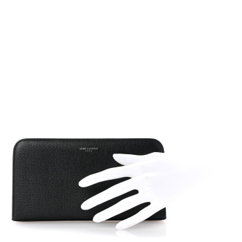 SAINT LAURENT Grain De Poudre Zip Around Travel Wallet Black