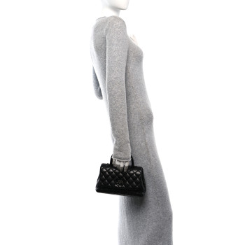 CHANEL Caviar Quilted Mini Coco Handle Flap So Black