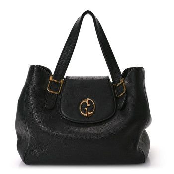 GUCCI Pebbled Calfskin Medium 1973 Tote Black