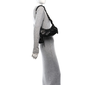 BALENCIAGA Agneau Arena Le Cagole Shoulder Bag XS Black