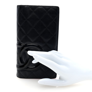 CHANEL Calfskin Quilted Cambon Yen Wallet Black