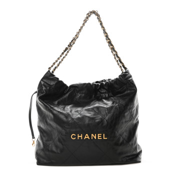 CHANEL Shiny Calfskin Quilted Chanel 22 Black
