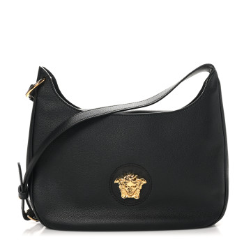 VERSACE Calfskin La Medusa Medium Hobo Black