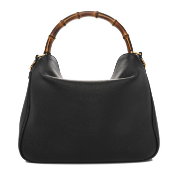 GUCCI Softy Wonka Textured Dollar Calfskin Medium Diana Shoulder Bag Black