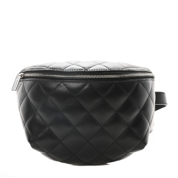 CHANEL Lambskin Quilted Waist Belt Bag Black