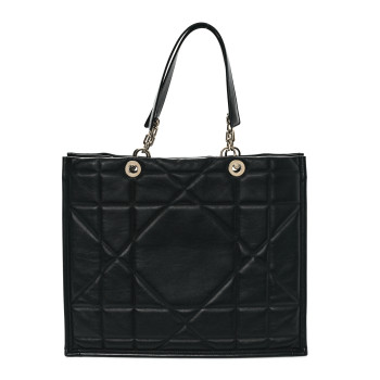 CHRISTIAN DIOR Calfskin Archicannage Medium Essential Tote Black