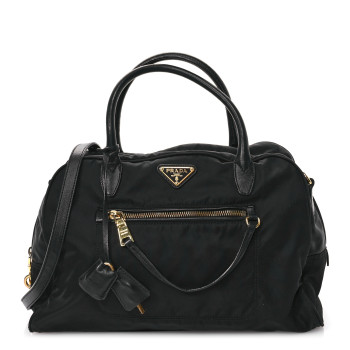 PRADA Tessuto Nylon Soft Calf Tote Black