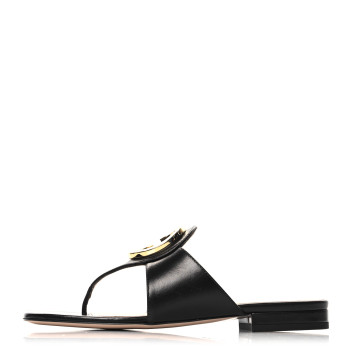 GUCCI Calfskin Cachemire Blondie 15mm Thong Sandals 35.5 Black