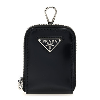 PRADA Spazzolato Coin Pouch Bag Charm Black