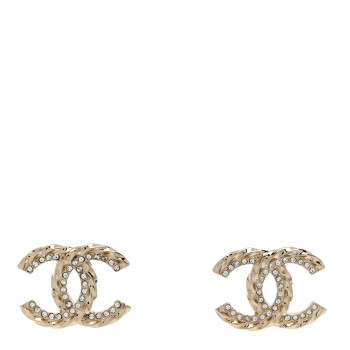 CHANEL Crystal CC Earrings Gold