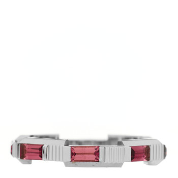 GUCCI 18K White Gold Rubellite Narrow Link to Love Ring 52 6