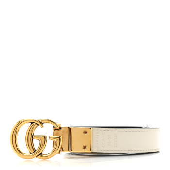 GUCCI Plutone Calfskin Double G Reversible 20mm Belt 70 28 Black Mystic White