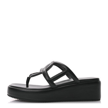 HERMES Nappa Gipsy Sandals 39 Black