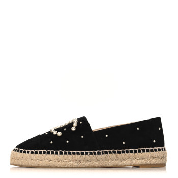 CHANEL Suede Pearl CC Espadrilles 40 Black