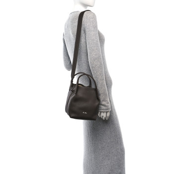 LORO PIANA Grained Calfskin Small Bale Bag Dark Chocolate Liquorice