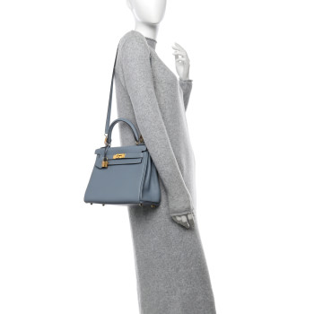 HERMES Evercolor Kelly Retourne 28 Bleu Lin