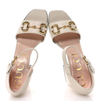 GUCCI Nappa Horsebit Cross Strap 95mm Sandals 41 Mystic White