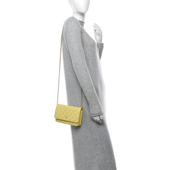 CHANEL Caviar Quilted Wallet on Chain WOC Yellow