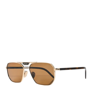 PRADA Metal Logo Sunglasses SPR 58Y Gold Tortoise