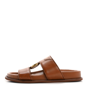 LOUIS VUITTON Calfskin Men Mule Sandals 9 Brown