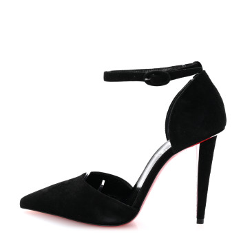 CHRISTIAN LOUBOUTIN Veau Velours 100 Ankle Strap Pumps 35.5 Black