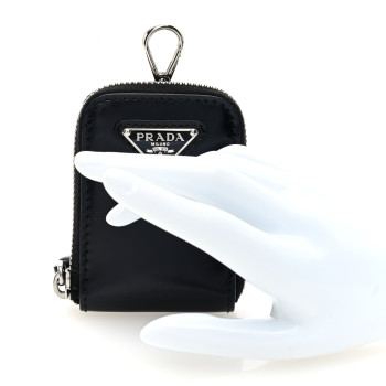 PRADA Spazzolato Coin Pouch Bag Charm Black