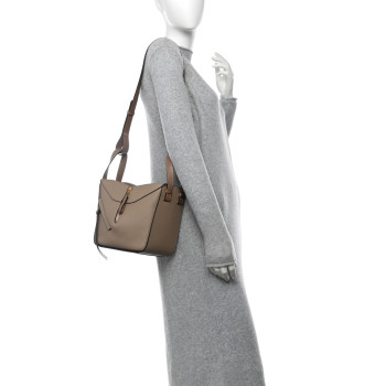 LOEWE Soft Grained Calfskin Compact Hammock Shoulder Bag Sand