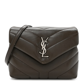 SAINT LAURENT Calfskin Y Quilted Monogram Toy Loulou Crossbody Bag Military Olive
