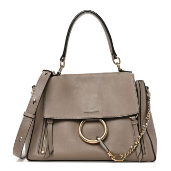 CHLOE Calfskin Small Faye Day Shoulder Bag Motty Grey