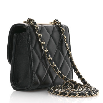CHANEL Lambskin Quilted Mini Trendy CC Clutch With Chain Black