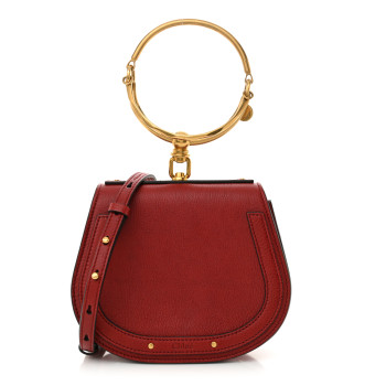 CHLOE Calfskin Suede Small Nile Bracelet Bag Intense Red
