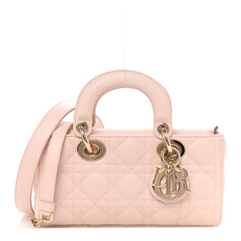 CHRISTIAN DIOR Lambskin Cannage Small Lady D-Joy Rose Poudre