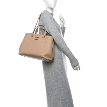 CHANEL Calfskin Large Serial Shopper Tote Beige CHANEL Calfskin Large Serial Shopper Tote Beige