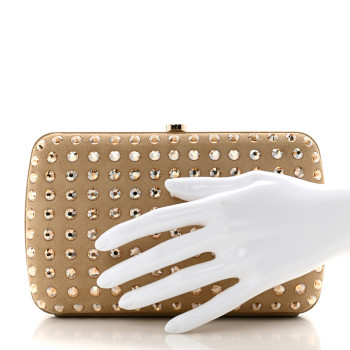 GUCCI Suede Swarovski Crystal Clutch Beige