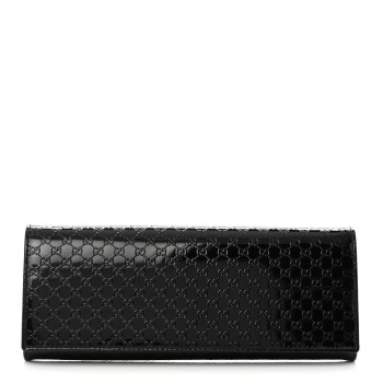 GUCCI Patent Microguccissima Small Broadway Clutch Black