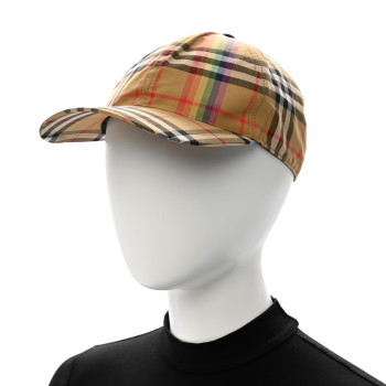 BURBERRY Technical Cotton Vintage Rainbow Check Giant Baseball Cap M/L Antique Yellow
