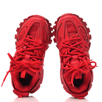 BALENCIAGA Mesh Nylon Womens Track Sneakers 37 Red