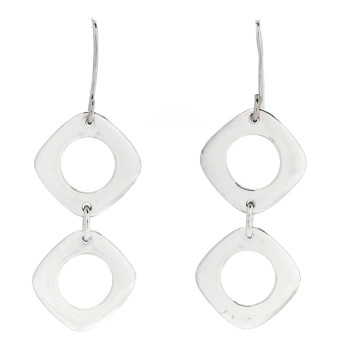 TIFFANY Sterling Silver Cushion Square Link Drop Earrings