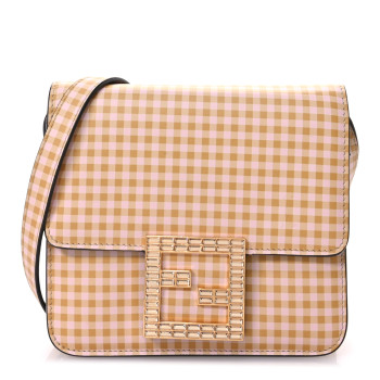 FENDI Vitello King Crystal Fab Crossbody Bag Rosewood Mustard