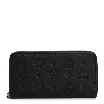 MCM Calfskin Ottomar Monogram Klara Zip Wallet Black