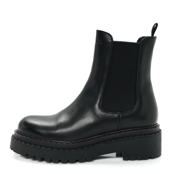 PRADA Spazzolato Metal Triangle Logo 50mm Chelsea Boots 37 Black
