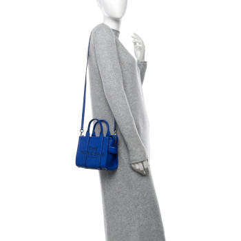 MARC JACOBS Grained Calfskin Mini The Tote Bag Cobalt