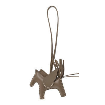 HERMES Milo Lambskin Grigri Rodeo Pegase Horse Bag Charm PM Etoupe