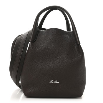 LORO PIANA Grained Calfskin Small Bale Bag Dark Chocolate Liquorice